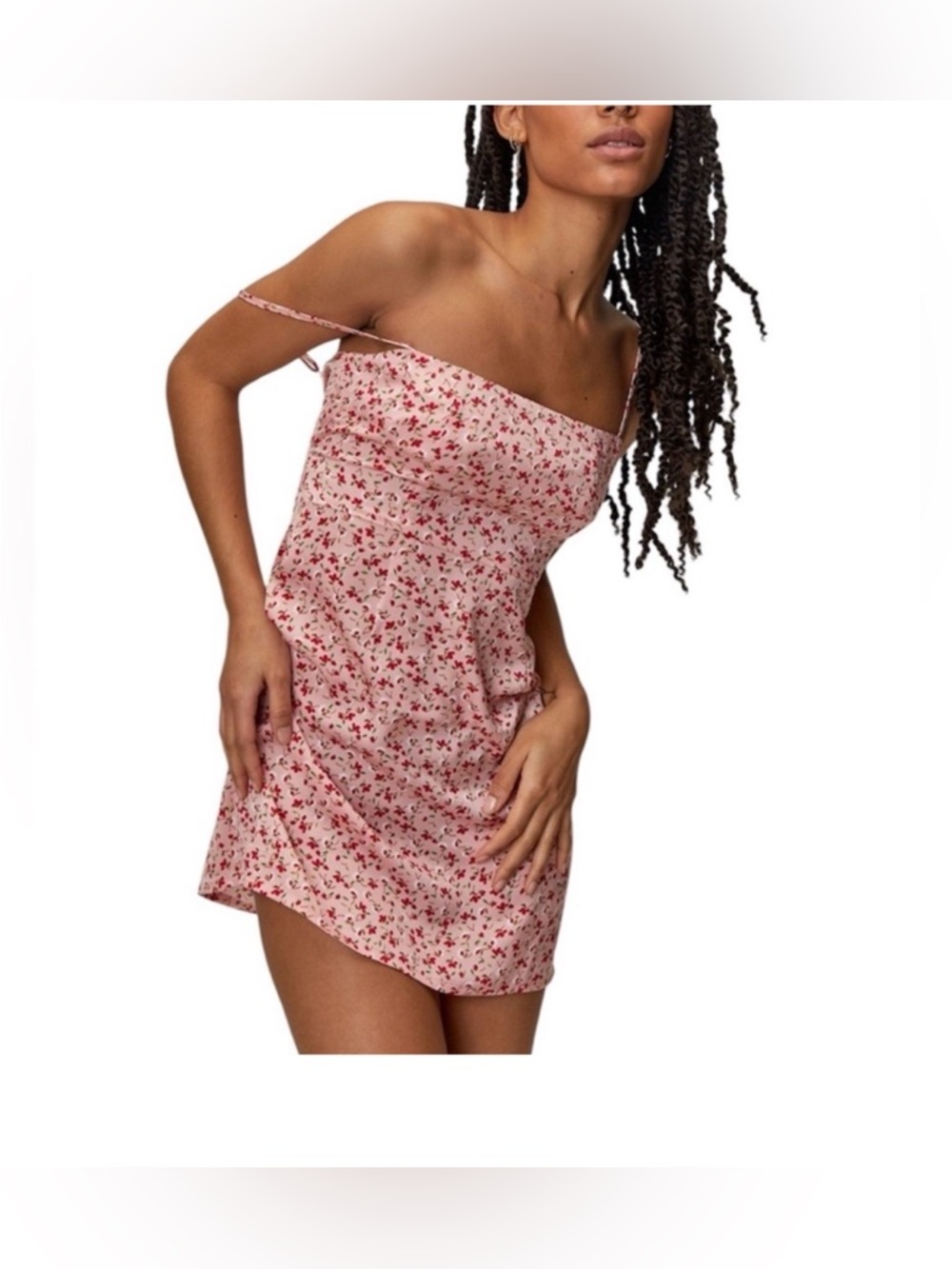 Nasty Gal Pink Ditsy Floral Slip Mini Dress Size 4 Coquette Girl Feminine